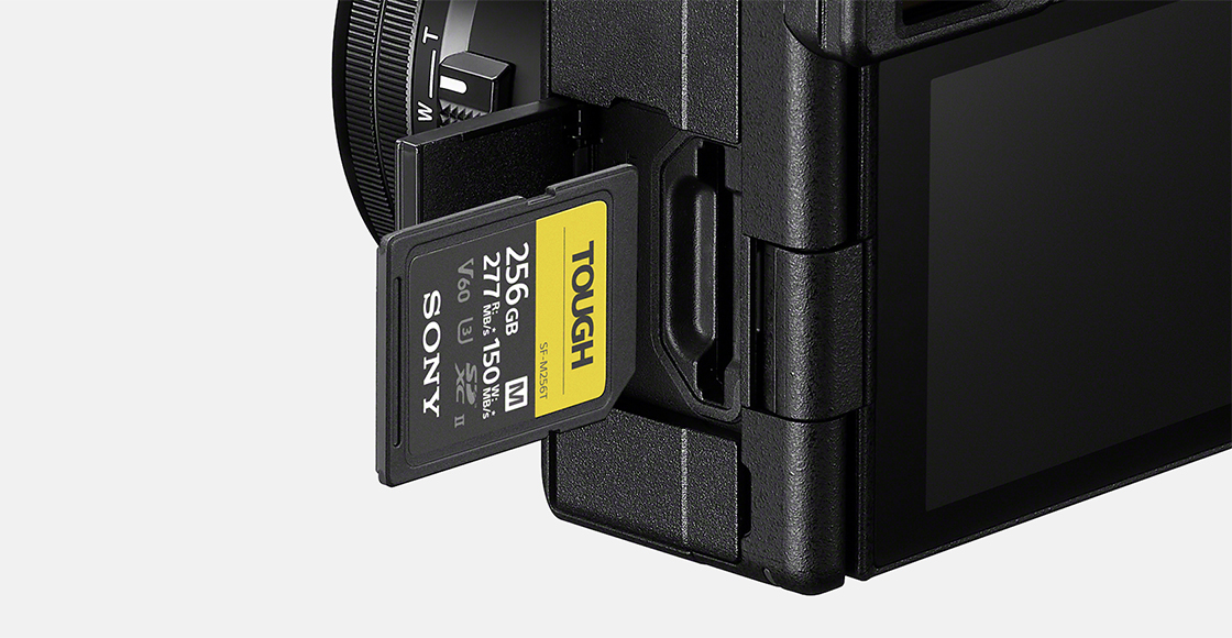 Image of card slot with SD memory card