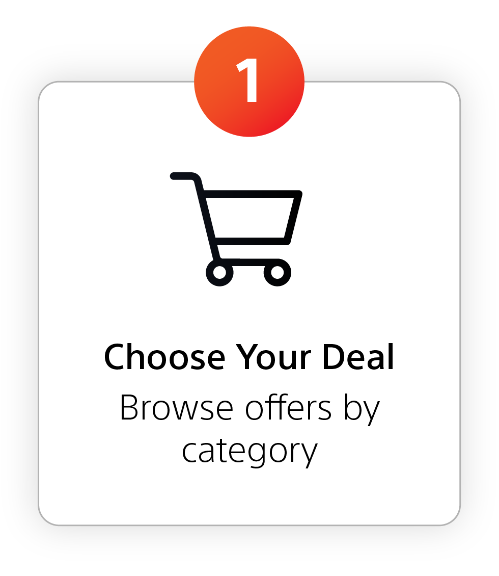 Step 1: Choose Your Deal. Browse offers by category.